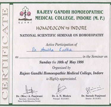 Rajeev Gandhi Homeopathic Medical College Certificate